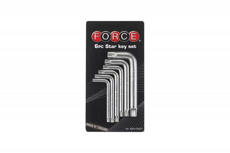 5063T Набор ключей TORX  Г-образных Т40-Т60 6пр. с отверстием FORCE 1