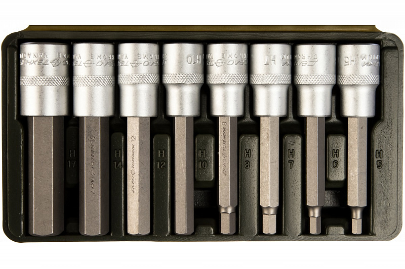 625198 Набор головок 1/2" со вставкой шестигранник 8пр.(5,6,7,8,10,12,14,17мм. L=100мм) Дело техники 1