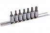 20711 Набор головок 1/4" со вставкой TORX 5-ти лучевых TS10-TS40 на планке 7пр. FORCE 1
