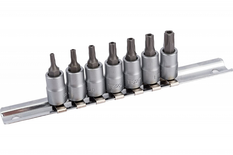 20711 Набор головок 1/4" со вставкой TORX 5-ти лучевых TS10-TS40 на планке 7пр. FORCE 1