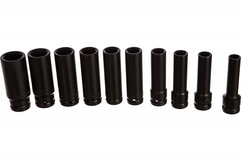 4107-10 Набор головок 1/2" 6-ти гранных удлиненых ударных 10пр. (10;12;13;14;16;17;19;21;22;24мм) FO 2