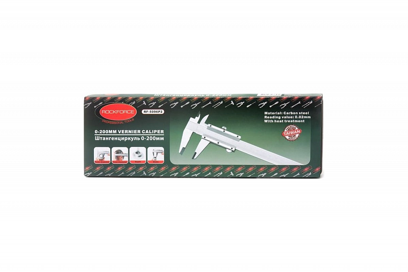 RF-5096P2 Штангенциркуль (0-200мм, 0.02мм; внутр. Ø, наруж. Ø + глубиномер) ROCKFORCE 1