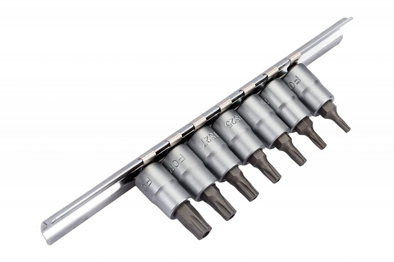 20711 Набор головок 1/4" со вставкой TORX 5-ти лучевых TS10-TS40 на планке 7пр. FORCE 2