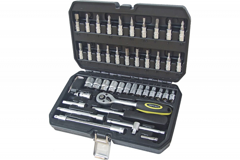 ER-80046 Набор торцевых головок 1/4" 6-гранный 46пр. ЭВРИКА 1