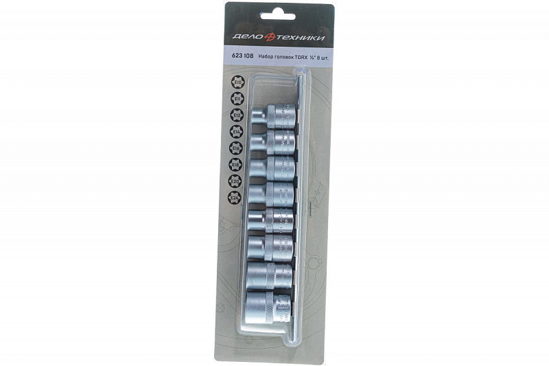 623108 Набор головок 1/2" 8пр. (Е10,Е11,Е12,Е14,Е16,Е18,Е20,Е24)  Дело техники 5