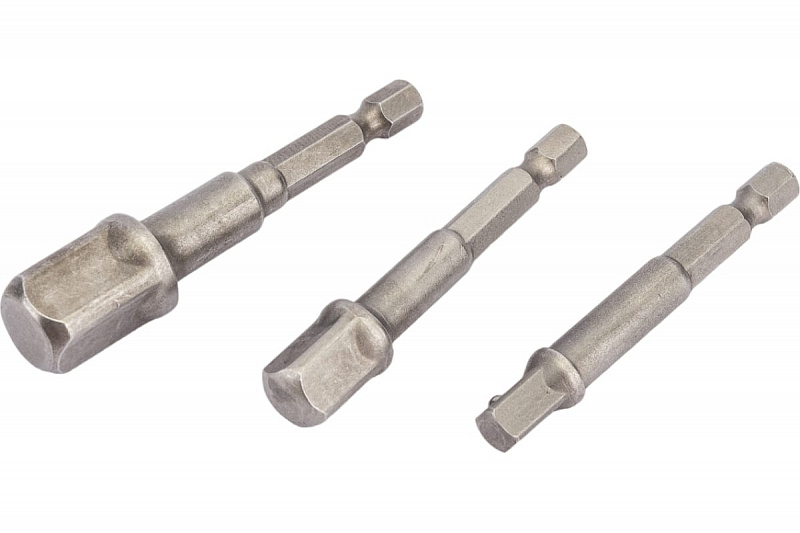 ER-9313 Набор адаптеров под головки 1/2"(75мм) 1/4"(65мм) 3/8"(65мм) 6-гранные для шуруповерт ЭВРИКА 2