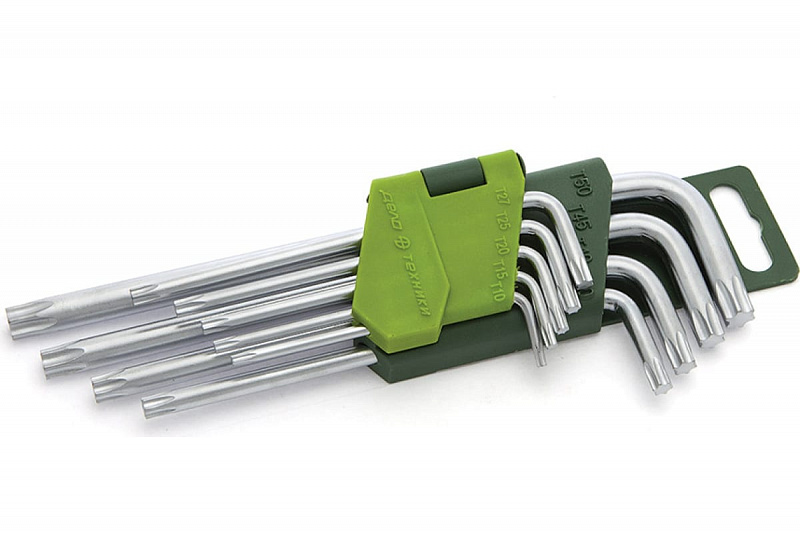563091 Набор ключей Г-обр TORX  9шт. удлиненных (Т10,Т15,Т20,Т25,Т27,Т30,Т40,Т45,Т50)  Дело техники 1