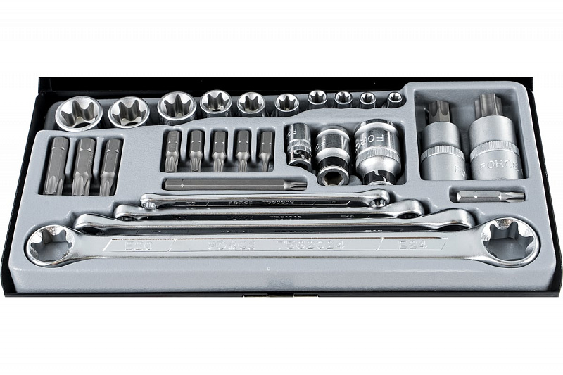 2303 Набор головок и ключей E-профилиль и насадок TORX  30пр. FORCE 2