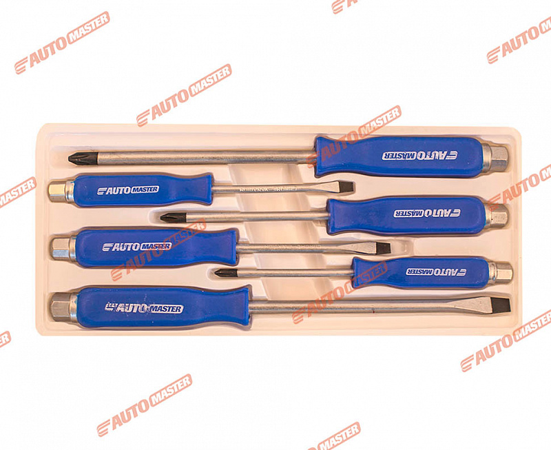 AMT-2206 Набор отверток  6пр. ударных силовых под ключ (PH1,PH2,PH3, SL5х80,6х100,8х150) AUTOMASTER 2