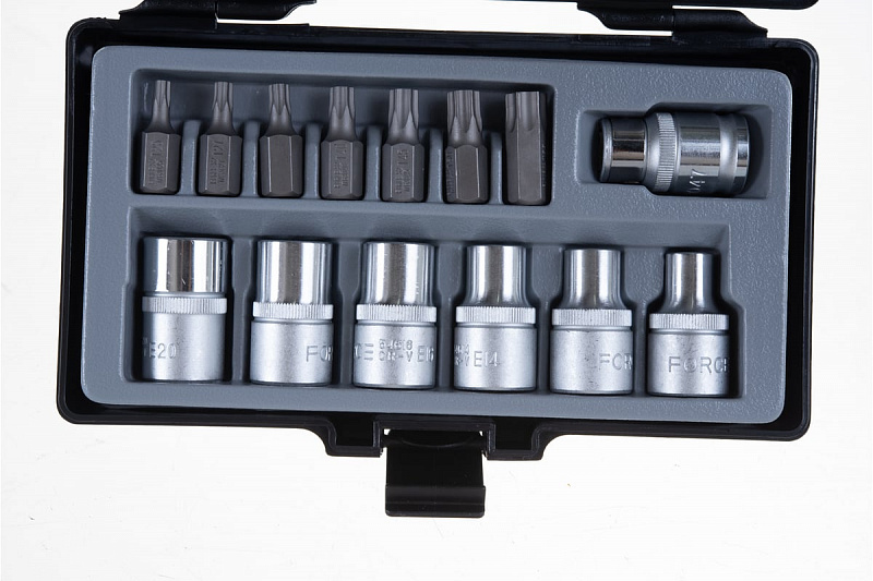 4157 Набор бит TORX и головок Е 1/2" 14пр. FORCE 1