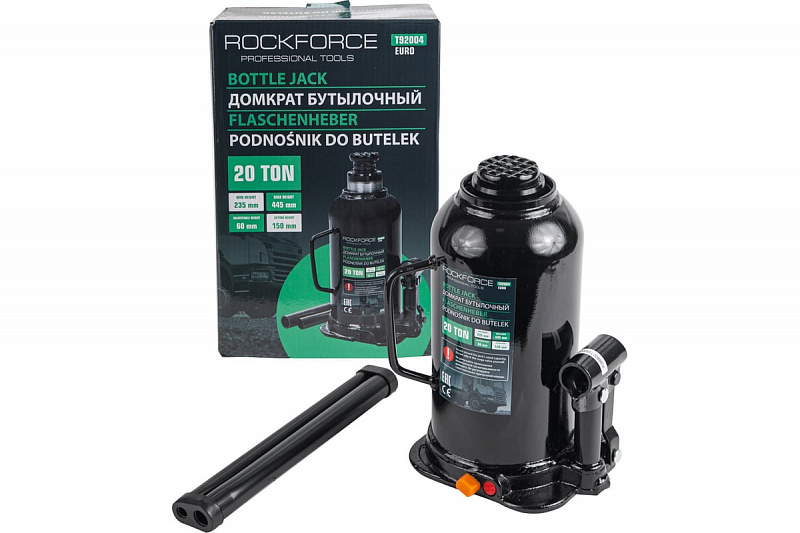 RF-T92004EURO Домкрат гидравлический с клапаном 20т (235-445мм.) ROCKFORCE 1