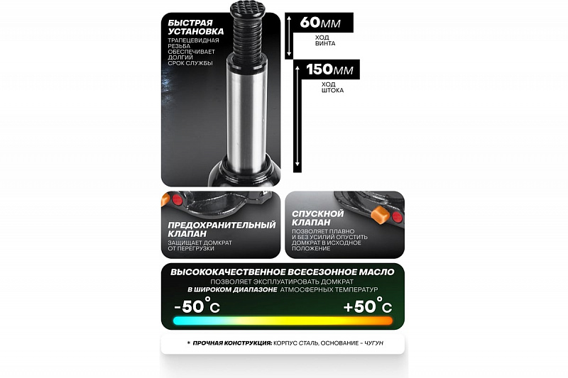 RF-T92004EURO Домкрат гидравлический с клапаном 20т (235-445мм.) ROCKFORCE 5