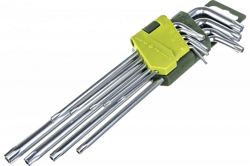 563592 Набор ключей Г-обр TORX  9шт. с отверстием длинных (Т10,Т15,Т20,Т25,Т27,Т30,Т40,Т45,Т50) Дело 4